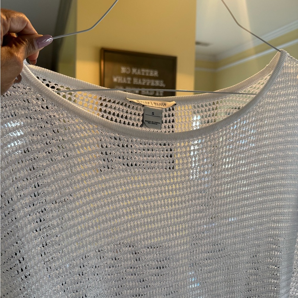 White House Black Market Women’s Cream color mesh Tunic w/mini scoop neck size S - Picture 15 of 16